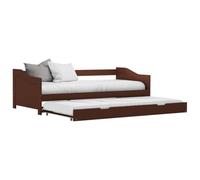 zylophax Cadre de lit Extensible en Bois Marron foncé 90x200 cm avec sommier à Lattes et lit gigogne à roulettes pour Chambre Adulte Studio dortoir Enfant ado