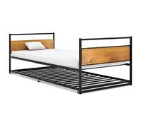 zylophax Cadre de lit Extensible métal Noir 90x200 cm avec sommier à Lattes et lit gigogne Coulissant pour Chambre Adulte Enfant Rangement tiroir Support Matelas Confortable