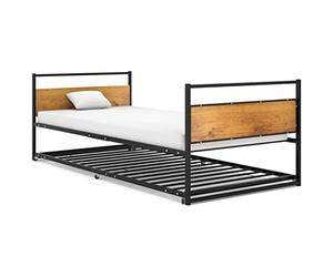 zylophax Cadre de lit Extensible métal Noir 90x200 cm avec sommier à Lattes et lit gigogne Coulissant pour Chambre Adulte Enfant Rangement tiroir Support Matelas Confortable