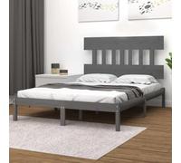 zylophax Cadre de lit Gris 200x200 cm Bois Massif pin avec tête de lit Stable et Robuste pour Chambre Adulte, Structure sommier Solide, Design scandinave et Industriel adapté Couchage