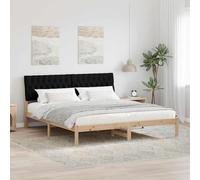 zylophax Cadre de lit Marron 180 x 200 cm avec tête de lit rembourrée en Tissu Polyester, Structure Bois Massif en pin avec Lattes, Design scandinave et Industriel pour Chambre Adulte et Enfant