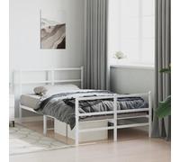 zylophax Cadre de lit métal Blanc 120x200 cm avec sommier à Lattes et Pieds Robustes, Structure Solide pour Chambre Adulte avec Espace de Rangement sous lit et tête de lit Fonctionnelle