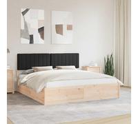 zylophax Cadre de lit Noir avec tête de lit rembourrée en Tissu Velours 180 x 200 cm, Structure Bois Massif avec Lattes, sommier intégré, Design scandinave Industriel pour Chambre Adulte