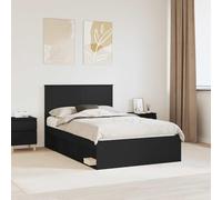 zylophax Cadre de lit Noir en Bois de pin Massif 120 x 200 cm avec sommier à Lattes, Structure Robuste, tête de lit Design pour Chambre Adulte ou Enfant, Style Moderne scandinave et Industriel