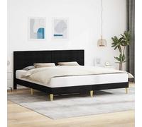 zylophax Cadre de lit Noir en Tissu 180 x 200 cm avec tête de lit en contreplaqué, sommier à Lattes Fixe, Structure Solide pour Chambre Adulte, Design scandinave et Industriel