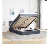 zylophax Cadre de lit Ottoman avec Matelas 140x190 cm Gris foncé Velours, sommier à Lattes, Rangement Coffre escamotable, tête de lit tapissier pour Chambre Adulte Enfant, Structure Bois et métal
