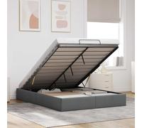 zylophax Cadre de lit Ottoman Gris foncé en Tissu avec sommier à Latte en métal et Bois, Structure Solide Double 152x203 cm, Rangement spacieux escamotable pour Chambre Adulte
