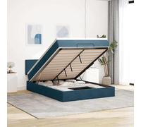 zylophax Cadre de lit Ottoman Velours Bleu foncé 140x190 cm avec Matelas à Ressorts ensachés, sommier à Lattes, Rangement escamotable, tête et Pied de lit pour Chambre Adulte, Espace