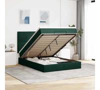 zylophax Cadre de lit Ottoman Vert foncé 140x190 cm Velours avec Matelas à Ressorts ensachés et sommier à Lattes, Espace de Rangement escamotable pour Chambre Adulte, Structure Plateforme Robuste