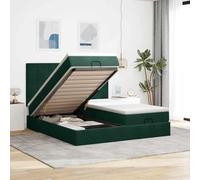 zylophax Cadre de lit Ottoman Vert foncé 160x200 cm en Velours avec Matelas à Ressorts ensachés sommier Plateforme Rangement Coffre tiroir tête de lit pour Chambre Adulte Enfant