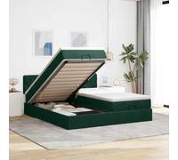 zylophax Cadre de lit Ottoman Vert foncé 160x200 cm en Velours avec sommier à Lattes, Matelas à Ressorts ensachés et surmatelas, Structure Robuste en métal avec Rangement sous lit pour Chambre Adulte
