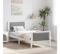 zylophax Cadre de lit Plateforme en Bois Massif de pin Blanc et Gris Clair 80 x 200 cm avec tête et Pied de lit rembourrés pour Chambre Adulte Enfant ado Style scandinave Industriel