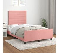 zylophax Cadre de lit Rose en Velours 120x190 cm avec sommier à Lattes, tête et Pieds Robustes, Structure Plateforme Solide pour Chambre Adulte Enfant ado, Design Moderne capitonné Confortable