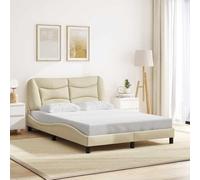 zylophax Cadre de lit sans Matelas Hvar crème 140x190 cm Tissu capitonné avec sommier à Lattes Robuste en Bois et métal, tête de lit rembourrée pour Chambre Adulte Enfant ado