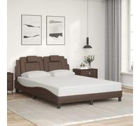 zylophax Cadre de lit Viana Marron 120x200 cm en Similicuir avec sommier à Lattes et tête de lit rembourrée pour Chambre Adulte, Structure Bois et métal, Design capitonné Confortable