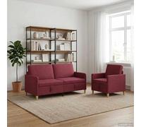 zylophax Canapé avec Rangement 2 pcs Bordeaux Polyester, Convertible avec Assise relevable, Housse déhoussable, Design, idéal Salon séjour Bureau, Cadre métal Robuste