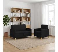 zylophax Canapé avec Rangement 2 pièces Noir en Polyester avec Assise relevable et Coffre intégré, Design modulable Convertible pour Salon séjour Bureau, Housse déhoussable Facile à Nettoyer