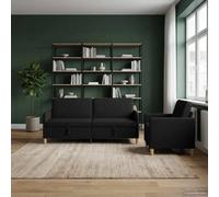 zylophax Canapé avec Rangement 2 pièces Noir en Polyester, Convertible clic clac avec Coffre, Assise inclinable déhoussable, idéal Salon séjour Bureau, Design modulable