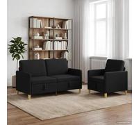 zylophax Canapé Convertible 2 Places Noir avec Rangement, Housse Polyester déhoussable, Assise relevable, Cadre métal Robuste, Design pour Salon séjour Bureau