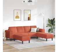 zylophax Canapé en Velours côtelé Rouge Orange 250 x 188 x 76 cm canapé d'angle Droit 4 Places avec Coussins et Pieds Noirs pour Salon séjour Moderne Confortable