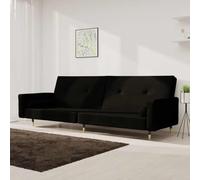 zylophax Canapé-lit 2 Places Convertible en lit Double Noir en Velours Doux avec Deux oreillers, Cadre Bois Robuste, Dimensions 220x84,5x69 cm, idéal Salon séjour Bureau Studio