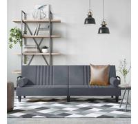 zylophax Canapé-lit Convertible en Velours Gris foncé avec accoudoirs, Dossier inclinable, 205x89x70 cm, 2 oreillers Inclus, idéal Salon séjour Bureau Studio pour Couchage Confortable