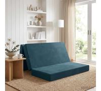 zylophax Canapé-lit Pliable en Velours Bleu 160 x 67 x 45 cm, Convertible 2-en-1, Matelas Mousse Ergonomique Ferme et Respirant, idéal Chambre Adulte Enfant, Pratique