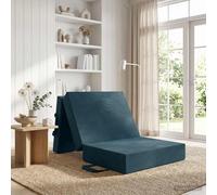 zylophax Canapé-lit Pliable en Velours Bleu 90 x 63 x 45 cm avec Matelas Mousse Ergonomique Convertible 2-en-1 pour Chambre Adulte Enfant, sommier déhoussable et literie Confortable