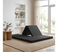 zylophax Canapé-lit Pliable Noir en Tissu 140 x 67 x 15 cm avec Mousse Confortable, Convertible en lit d'appoint, idéal pour Chambre, Salon, Usage Quotidien et Couchage invité