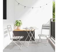 zylophax Chaise de Jardin Pliante Beige en Acier Enduit de Poudre 42 x 52 x 82 cm 2 pièces empilable Confortable pour terrasse extérieur Patio Piscine