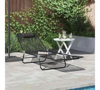 zylophax Chaise Longue Pliante en Textilène Noir 182 x 55 x 85,5 cm avec Dossier réglable, Fauteuil Relax inclinable idéal Jardin terrasse Balcon Piscine extérieur pour Bronzage et détente