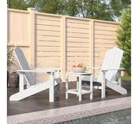 zylophax Chaises de Jardin Adirondack en PEHD Blanc avec Table, 2 fauteuils avec accoudoirs et Dossier inclinable pour terrasse, Balcon, Patio et Piscine, mobilier extérieur résistant et Confortable