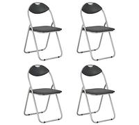 zylophax Chaises Pliantes en Similicuir Noir Lot de 4, Structure Acier Robuste, Assise Confortable 44x43x80,5 cm, Chaise Salle à Manger Cuisine Bureau, Design Moderne empilable Facile à Ranger
