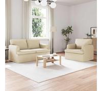 zylophax Ensemble canapé 2 pièces crème Tissu 144 x 80 x 85 cm modulable Convertible déhoussable Angle Droit avec accoudoir Dossier Confortable pour Salon séjour Chambre Bureau