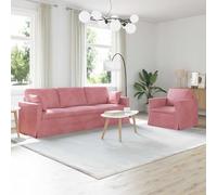 zylophax Ensemble canapé modulable 2 pcs Rose Velours 228 x 78 x 80 cm Design Angle Droit Confortable Salon séjour Chambre avec Dossier et accoudoir déhoussable