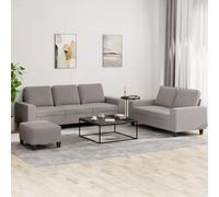 zylophax Ensemble canapé Tissu Taupe 3 pièces avec canapé 2 Places 3 Places et Pouf, Structure Robuste métal et contreplaqué, Coussins rembourrés, idéal Salon séjour Chambre Bureau Studio Relaxation