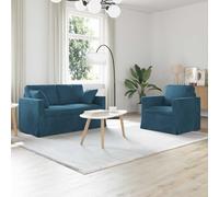 zylophax Ensemble de Canapés 2 pièces Bleu 138 x 78 x 80 cm Velours modulable canapé d'angle avec Dossier et accoudoir déhoussable pour Salon séjour Chambre Bureau