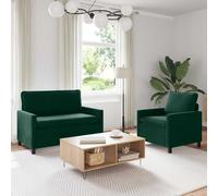 zylophax Ensemble de canapés 2 pièces Vert foncé en Velours, canapé Convertible déhoussable avec Structure métal, Assise Confortable pour Salon séjour Bureau Studio Relaxation