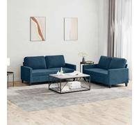 zylophax Ensemble de canapés 2 Places en Velours Bleu avec Coussins, Structure métal et contreplaqué, Dimensions 138x77x80 cm et 158x77x80 cm, idéal Salon séjour Bureau, Confort Assise rembourrée