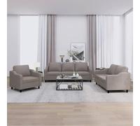 zylophax Ensemble de canapés 3 pièces en Tissu Taupe avec Coussins, Structure métal et contreplaqué, Banquette Confortable pour Salon séjour Bureau avec Assise rembourrée et Dossier inclinable