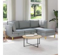zylophax Ensemble de Meubles pour Salon Gris Clair 4 pièces en Tissu avec Rangement modulable canapé Fauteuil Table Pouf Design Contemporain intérieur