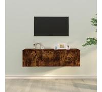 zylophax Ensemble de Meubles TV 2 pcs en Bois d'ingénierie chêne fumé, Design Moderne Suspendu Mural avec Rangement, Portes et niches pour Salon séjour Chambre, Meuble Console Audio vidéo