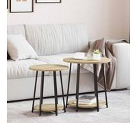 zylophax Ensemble de Tables d'appoint 2 pcs chêne Sonoma et Noir, Design Industriel, avec étagère, Dimensions 50x50x51 cm et 40x40x46 cm, idéal Salon séjour Bureau intérieur