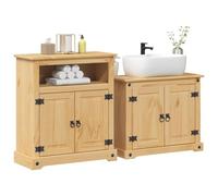 zylophax Ensemble Meuble Salle de Bain 2 pcs Corona Bois pin Massif Armoire Colonne Rangement sous Vasque lavabo Pratique Durable pour Salle de Bain et buanderie