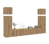 zylophax Ensemble Meuble TV Mural 8 pcs chêne Artisanal Bois d'ingénierie Design Moderne Rangement Multifonction pour Salon séjour Chambre Console Buffet étagère Suspendue