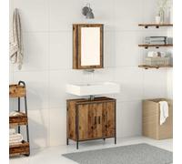 zylophax Ensemble mobilier Salle de Bain 2 pièces Marron Bois d'ingénierie avec Meuble sous lavabo 60x30x60 cm et Meuble Miroir 42x12x60 cm Rangement Pratique et Design Moderne