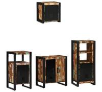zylophax Ensemble mobilier Salle de Bain 4 pcs Bois recyclé Solide avec Armoire Colonne, tiroir et étagère Murale pour Rangement sous Vasque, lavabo, Douche, buanderie et Toilettes