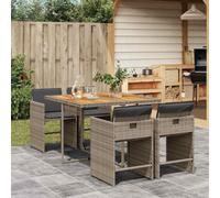 zylophax Ensemble mobilier Salon Jardin 5 pièces résine tressée Gris avec Coussins Amovibles pour terrasse Balcon Patio Repas extérieur détente encastrable modulable
