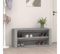 zylophax Étagère à Chaussures Gris béton en Bois d'ingénierie 100x35x45 cm avec 2 Compartiments modulables pour Rangement Chaussure, Meuble casier empilable pour entrée, Couloir, Dressing