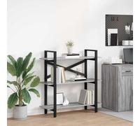 zylophax Étagère bibliothèque 3 Niveaux 100 x 33,5 x 102 cm Bois d'ingénierie Gris Sonoma Cadre Acier Robuste Rangement Salon Bureau Chambre avec Pieds niveleurs Ajustables pour Stockage Livres